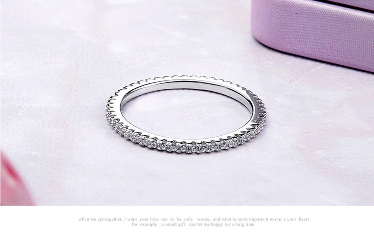 2024-Classic 925 Sterling Silver High Quality Circle Clear CZ Geometric Stackable Rings for Women Wedding Jewelry Gift SCR066