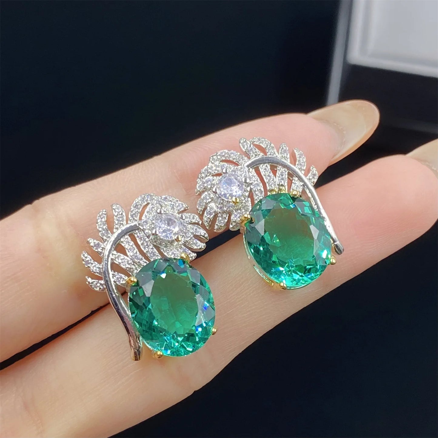 New Sterling 925 Silver Lab Emerald Shiny Zircon Bridal Jewelry Sets for Women Noble Vintage Oval Gemstone Ring Earring Necklace