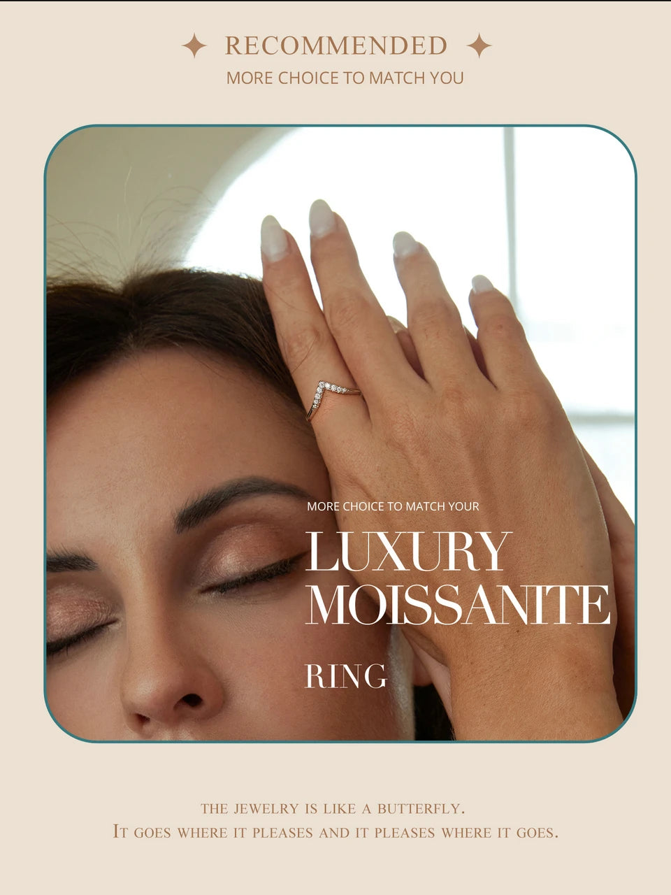 2024-V-shape Moissanite Ring Delicate Lab Diamond Ring 925 Sterling Silver for Women Engagement Wedding Jewelry